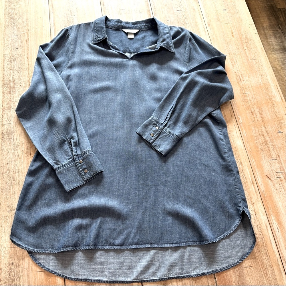 Christopher & Banks Women's Chambray Tunic Lyocell XL - Picture 2 of 10